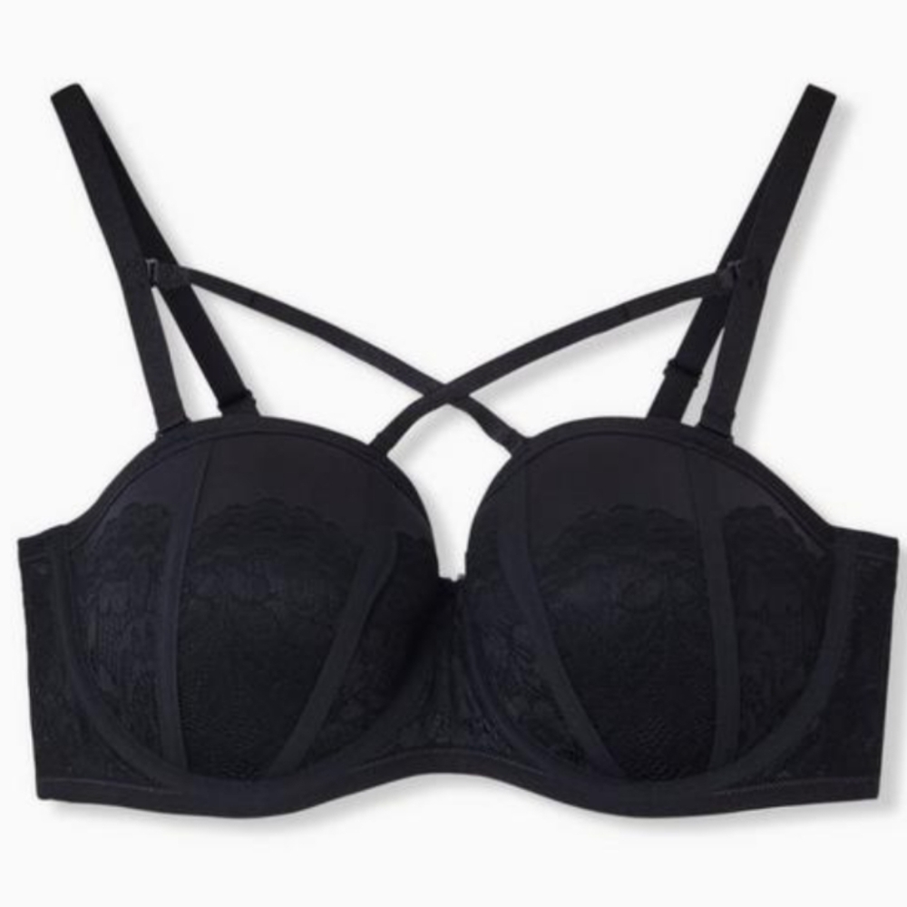 TORRID Bombshell Everyday Black Strappy Push-up Bra 44DD NWT
